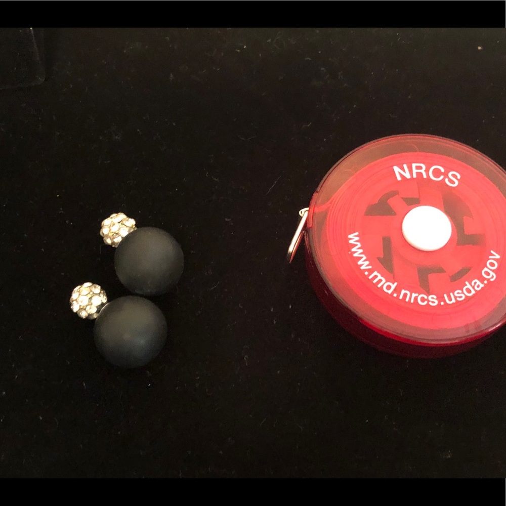 4/$16 Double sided black ball and rhinestone studs